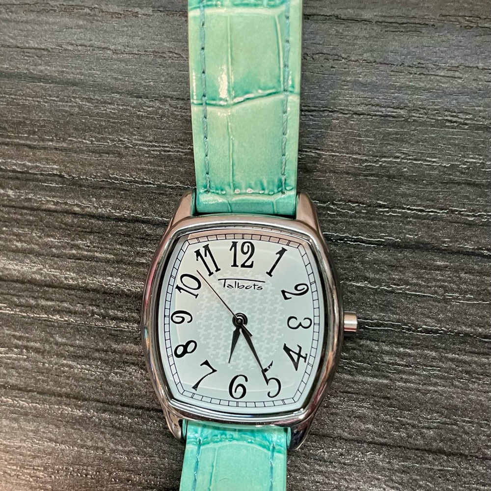Talbots Mint Green Leather Strap Watch